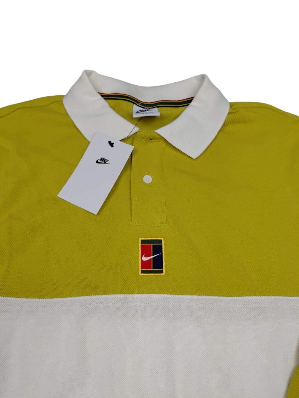 Nike Tennis Polo Size Small Nike court Colorbloc Saffron Long Sleeve HQ1748-389
